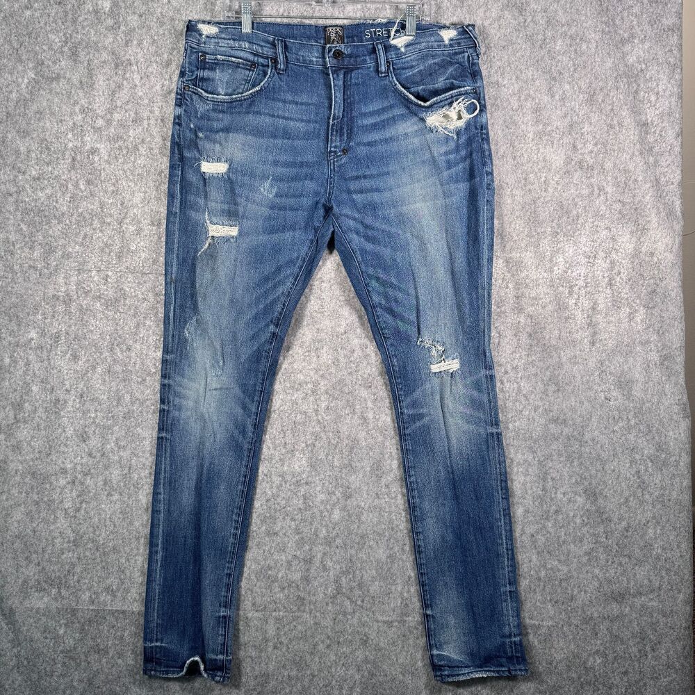 PRPS Jeans Mens 38x35 Blue Slim Distressed Designer Casual Modern Streetwear